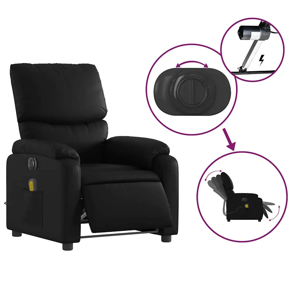Electric Massage Recliner Chair Black Faux Leather Price