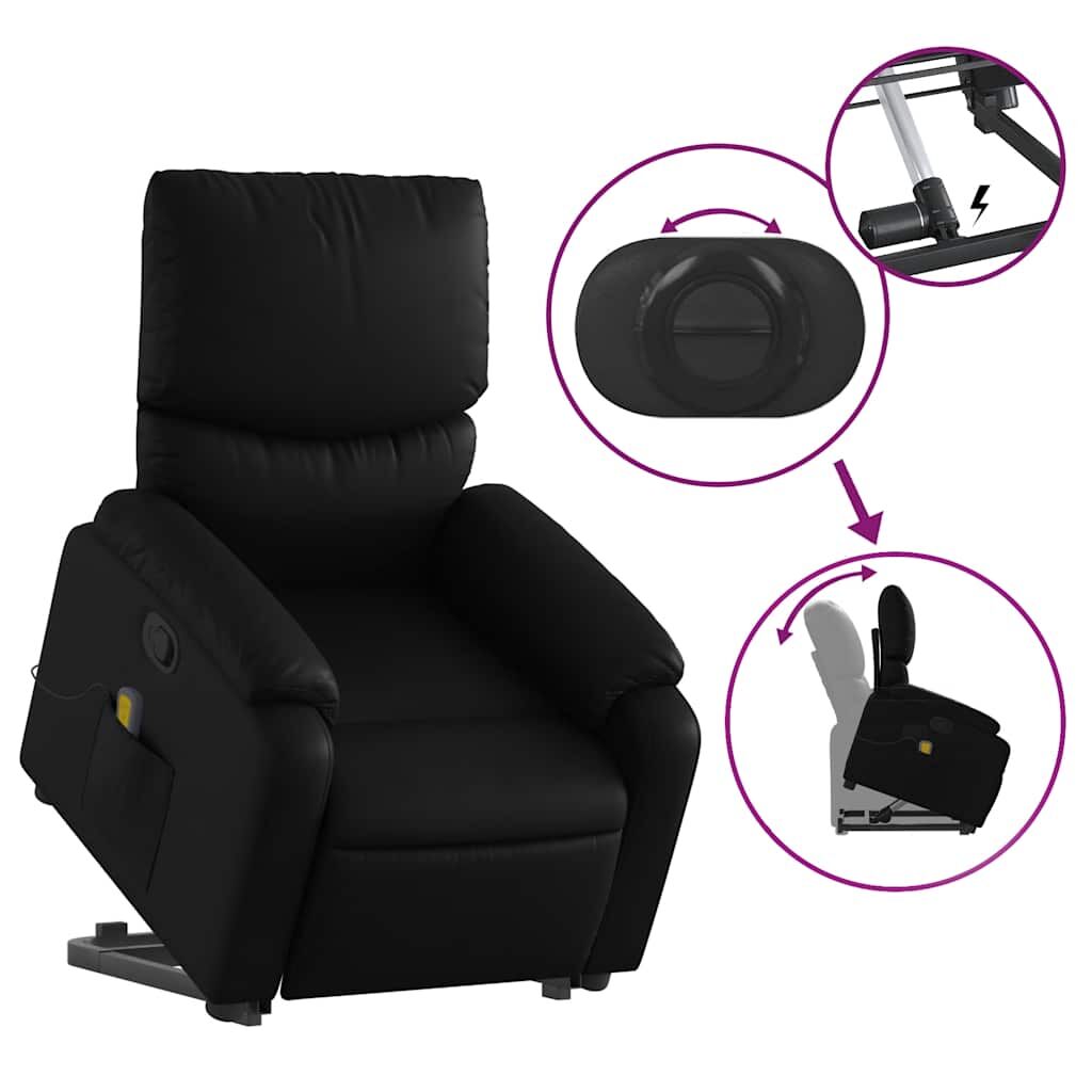 Stand up Massage Recliner Chair Black Faux Leather Price