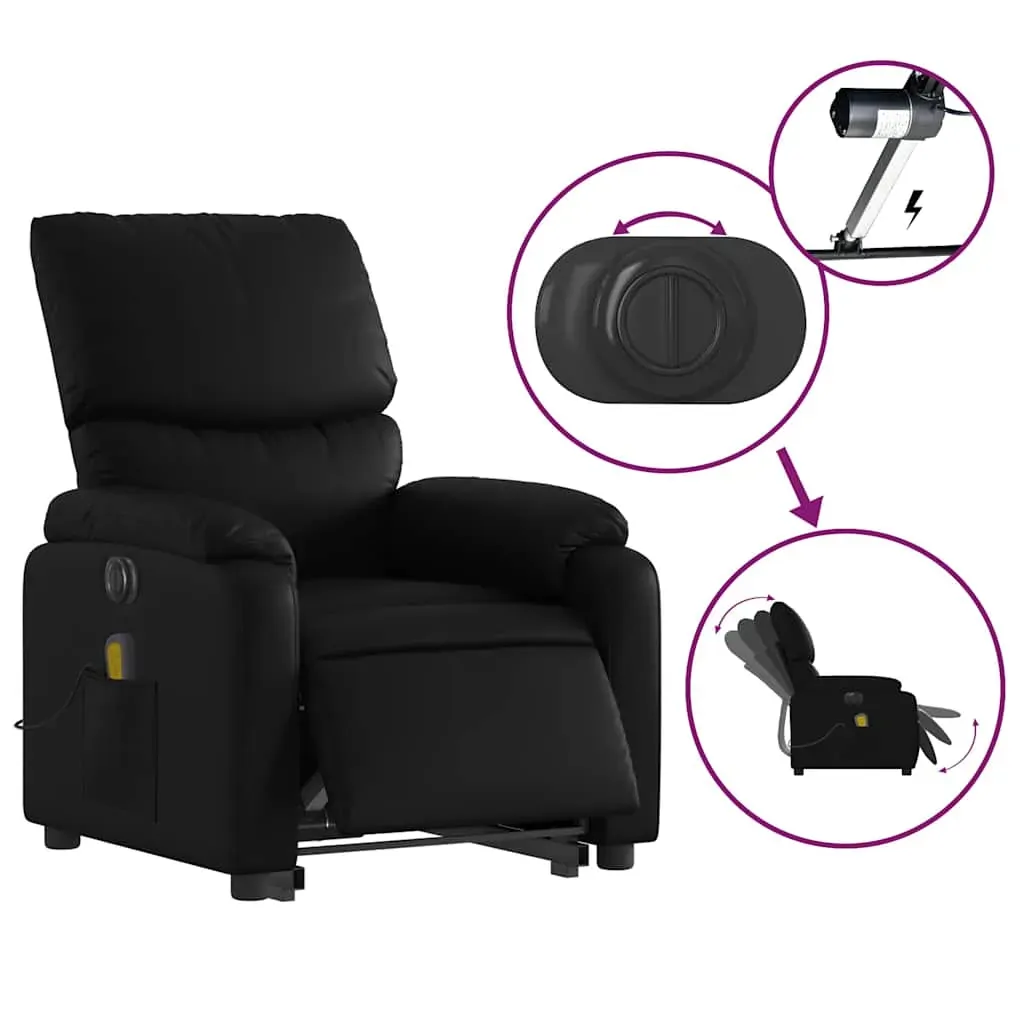 Electric Stand up Massage Recliner Chair Black Faux Leather Price