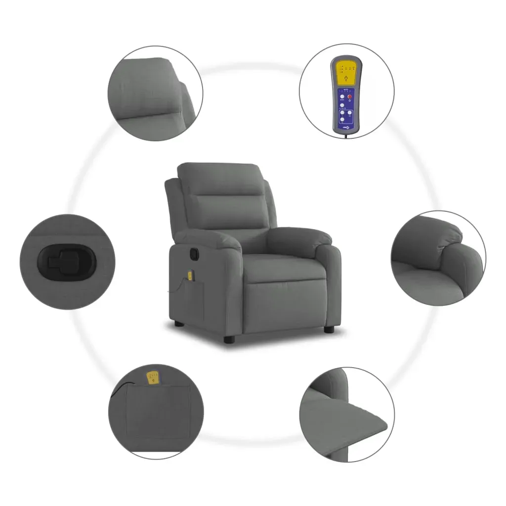 Massage Recliner Chair Dark Grey Fabric Price