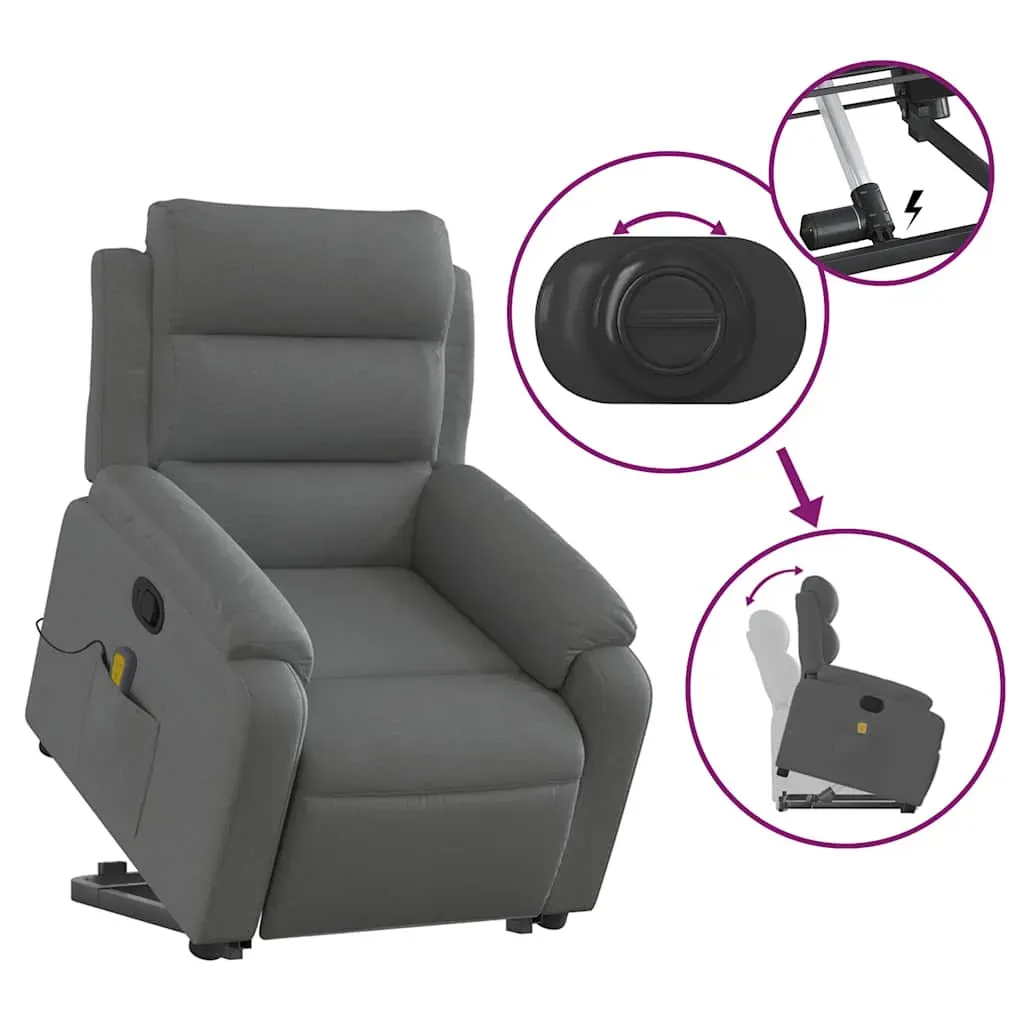 Stand up Massage Recliner Chair Dark Grey Fabric Price