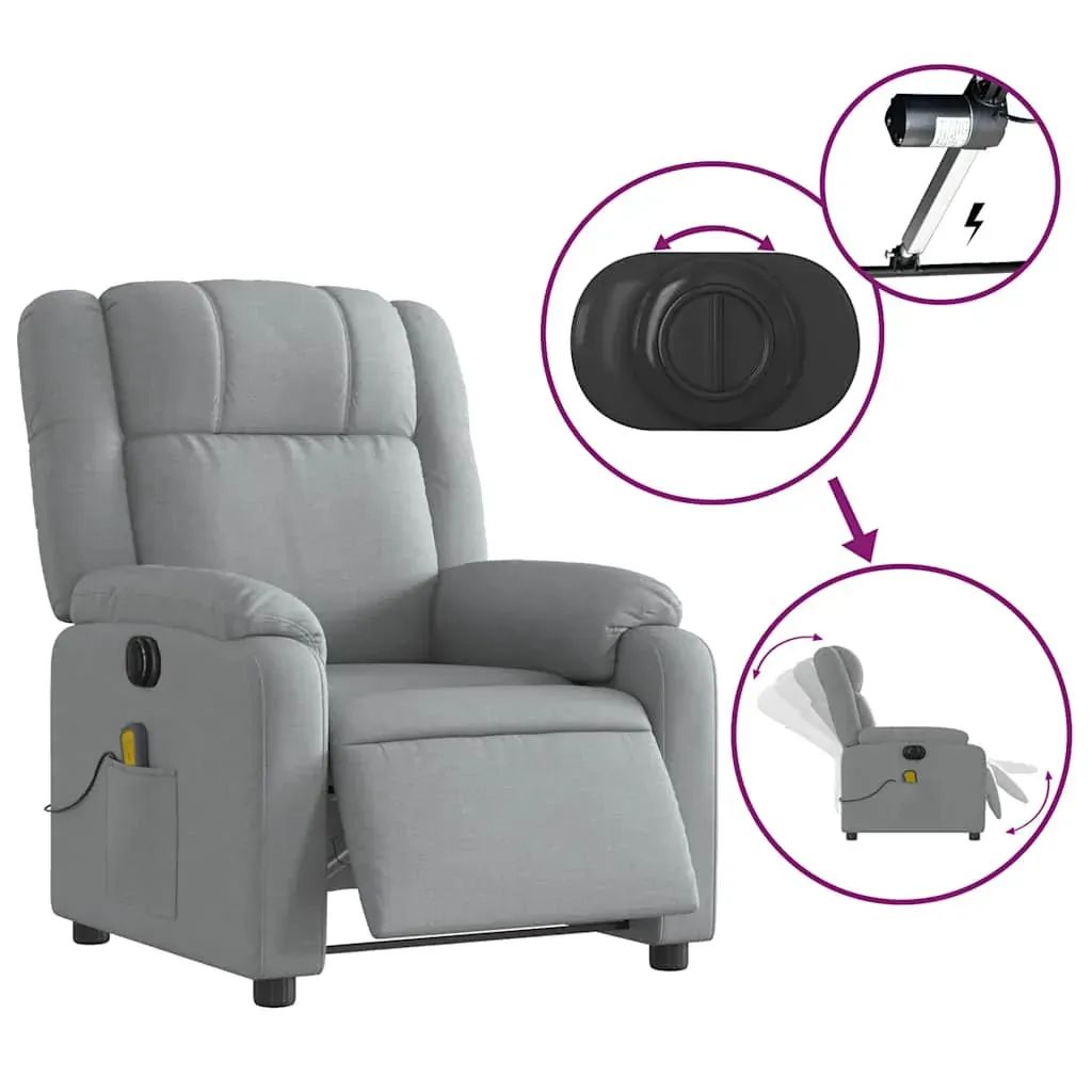 Electric Massage Recliner Chair Light Grey Fabric Price