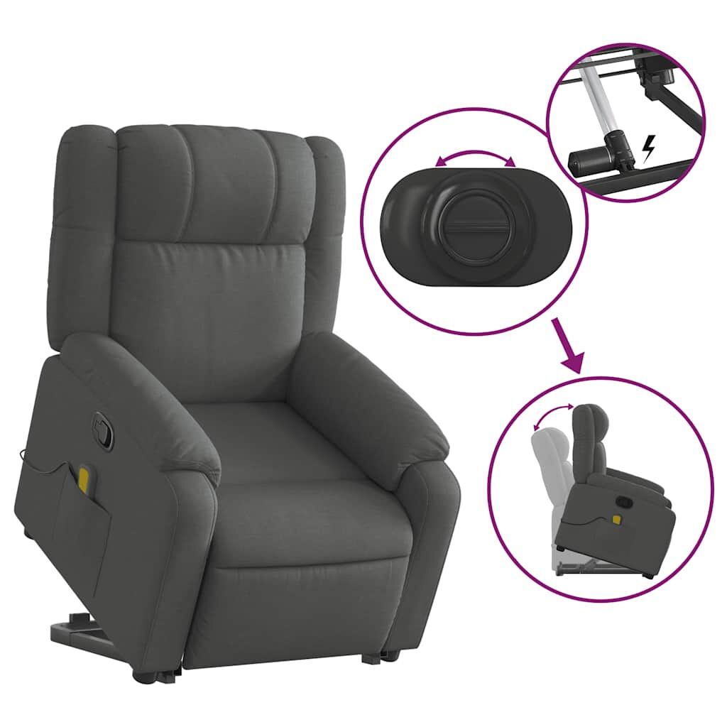 Stand up Massage Recliner Chair Dark Grey Fabric Price