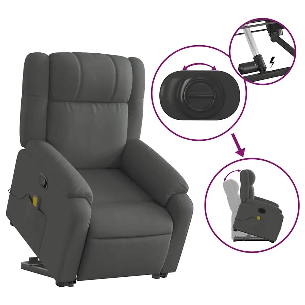 Stand up Massage Recliner Chair Dark Grey Fabric Price