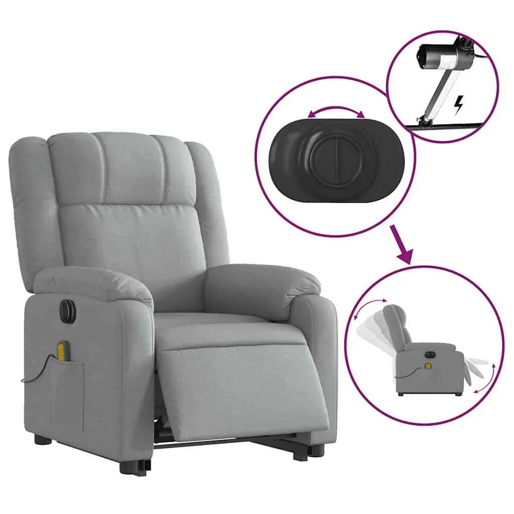Electric Stand up Massage Recliner Chair Light Grey Fabric Price