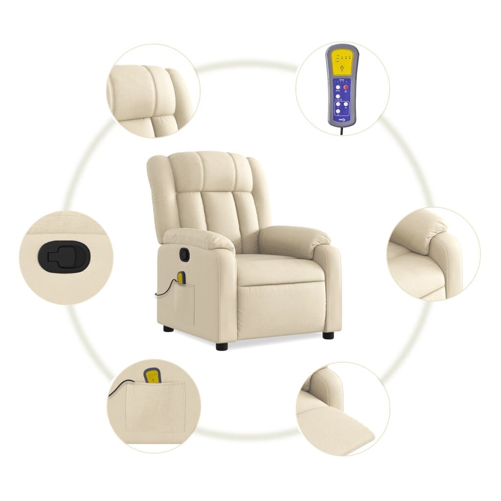 Massage Recliner Chair Cream Fabric Price