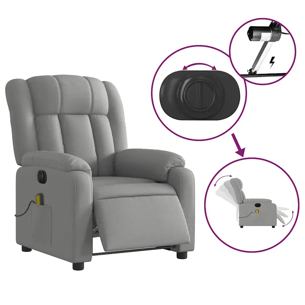 Electric Massage Recliner Chair Light Grey Fabric Price