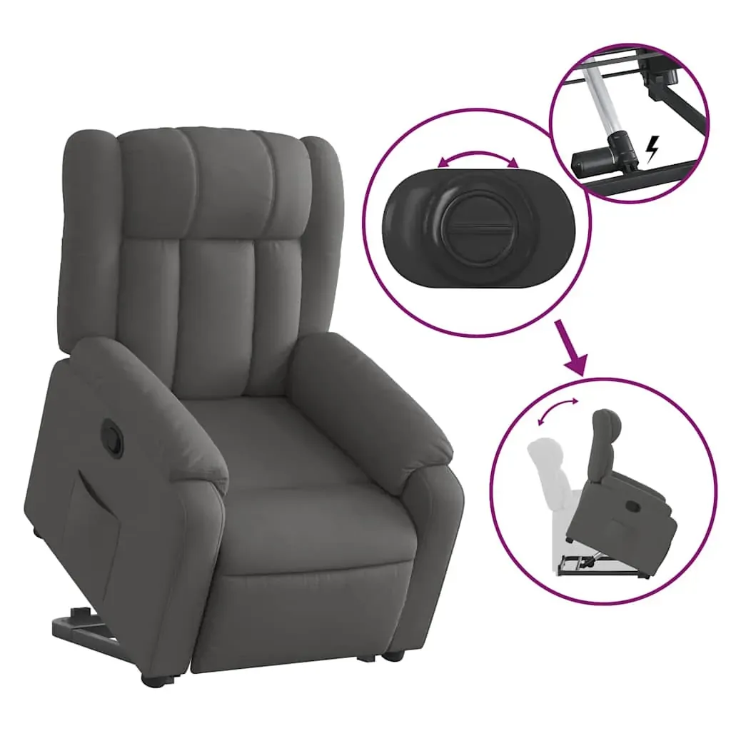 Stand up Massage Recliner Chair Dark Grey Fabric Price