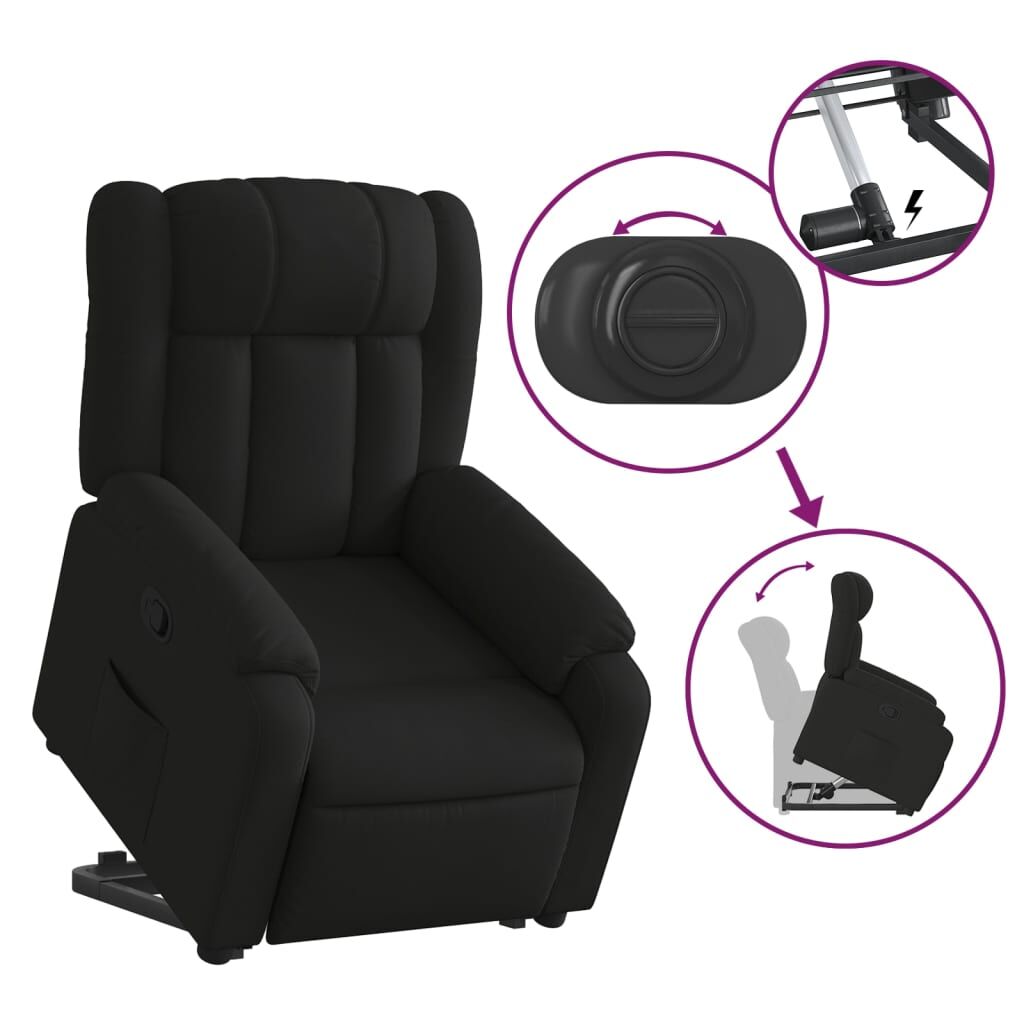 Stand up Massage Recliner Chair Black Fabric Price