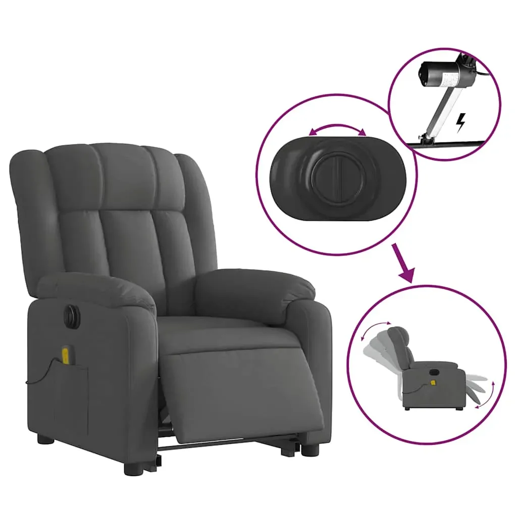 Electric Stand up Massage Recliner Chair Dark Grey Fabric Price