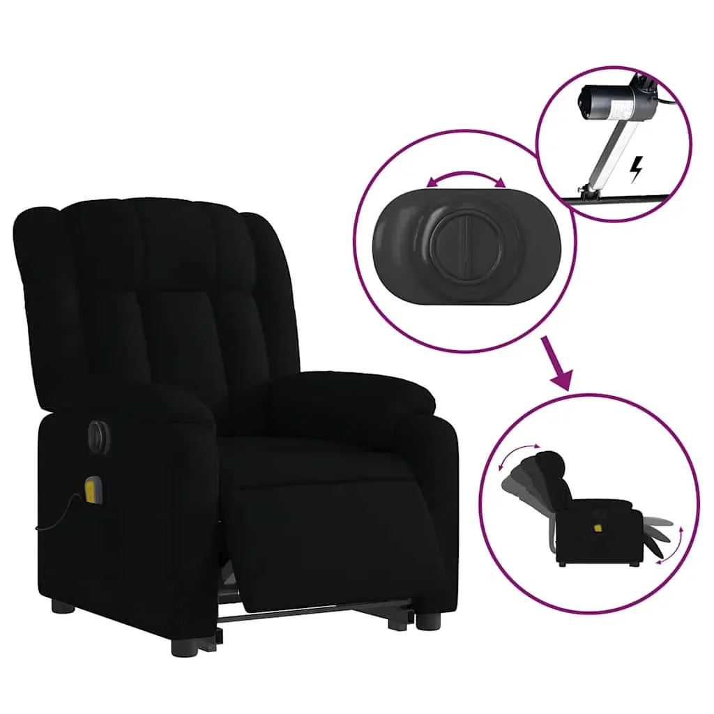 Electric Stand up Massage Recliner Chair Black Fabric Price
