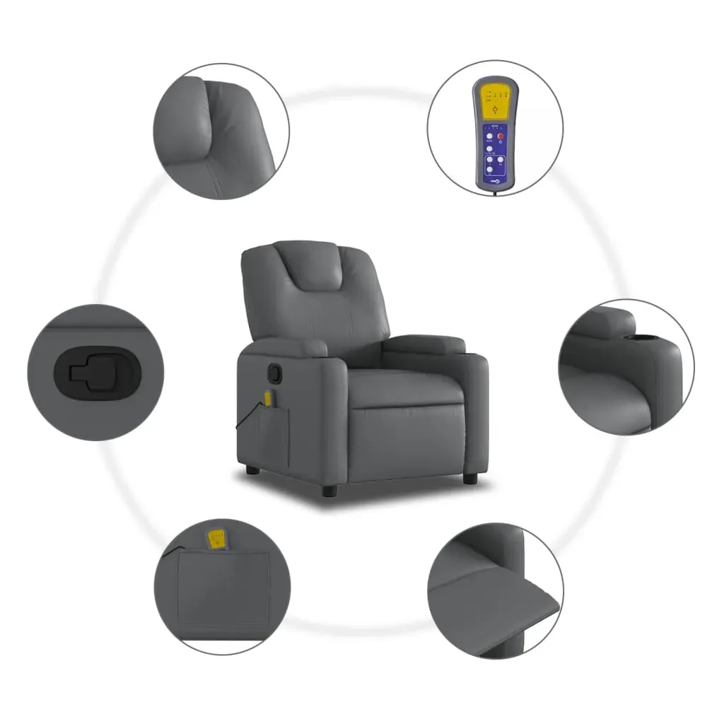 Massage Recliner Chair Grey Faux Leather Price