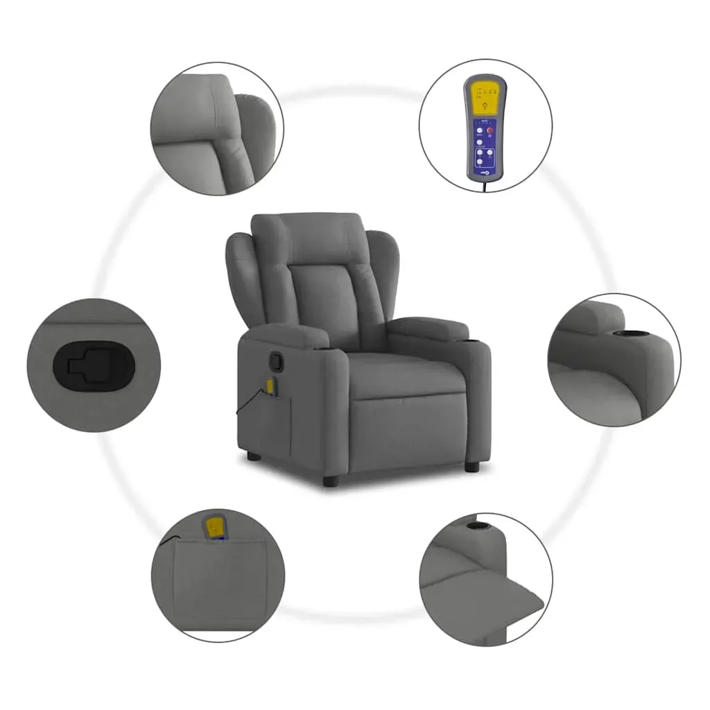 Massage Recliner Chair Dark Grey Fabric Price