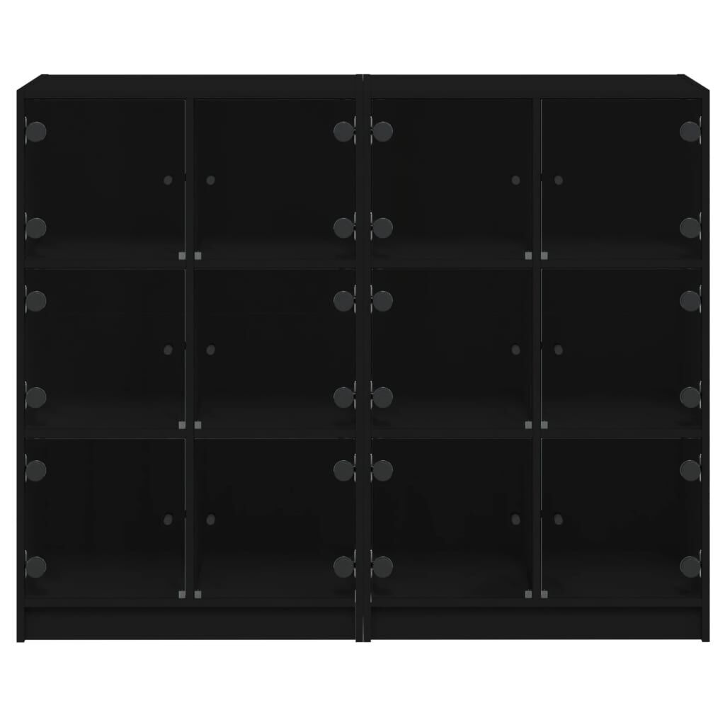 Bookcase with Doors Black 136x37x109 cm Engineered Wood Price