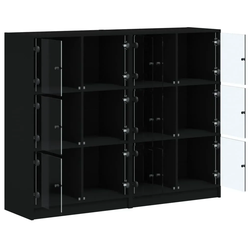 Bookcase with Doors Black 136x37x109 cm Engineered Wood Price