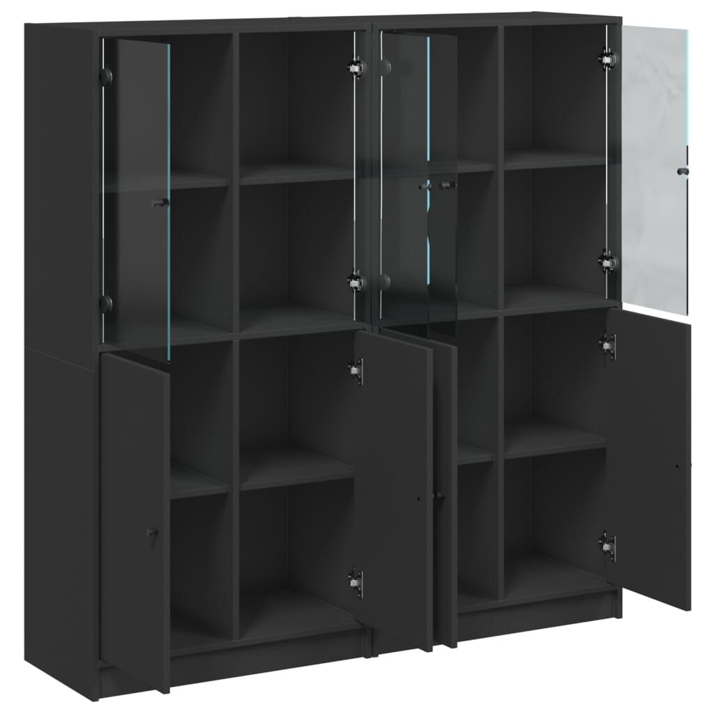 Bookcase with Doors Black 136x37x142 cm Engineered Wood Price