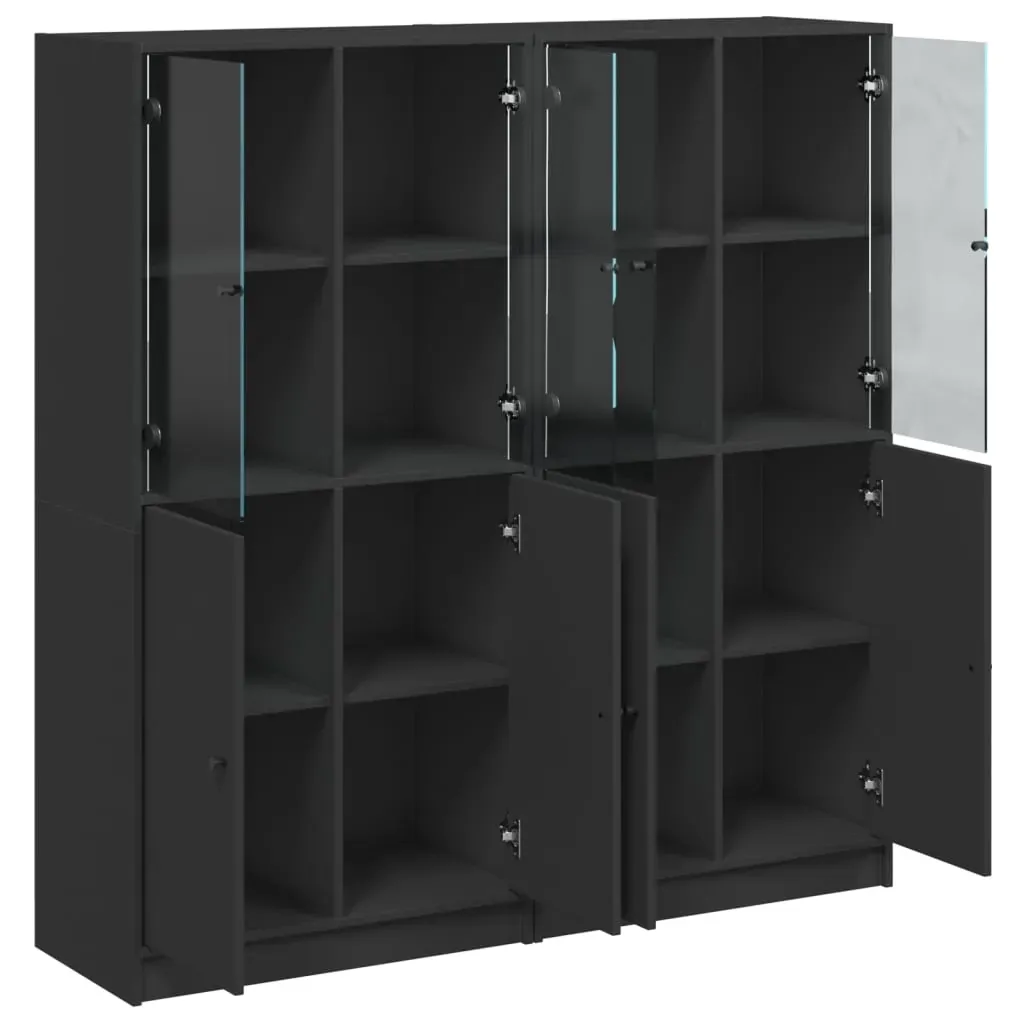 Bookcase with Doors Black 136x37x142 cm Engineered Wood Price