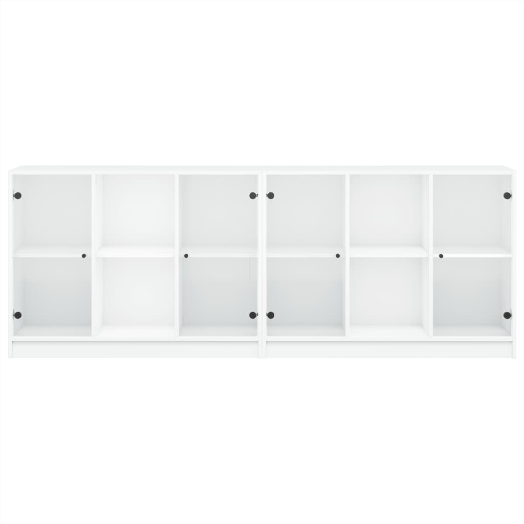 Bookcase with Doors White 204x37x75 cm Engineered Wood Price