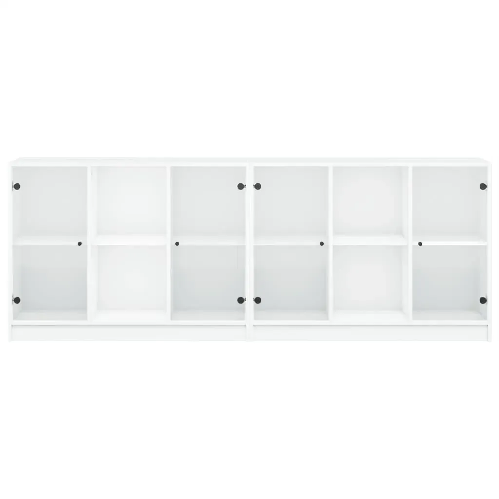 Bookcase with Doors White 204x37x75 cm Engineered Wood Price