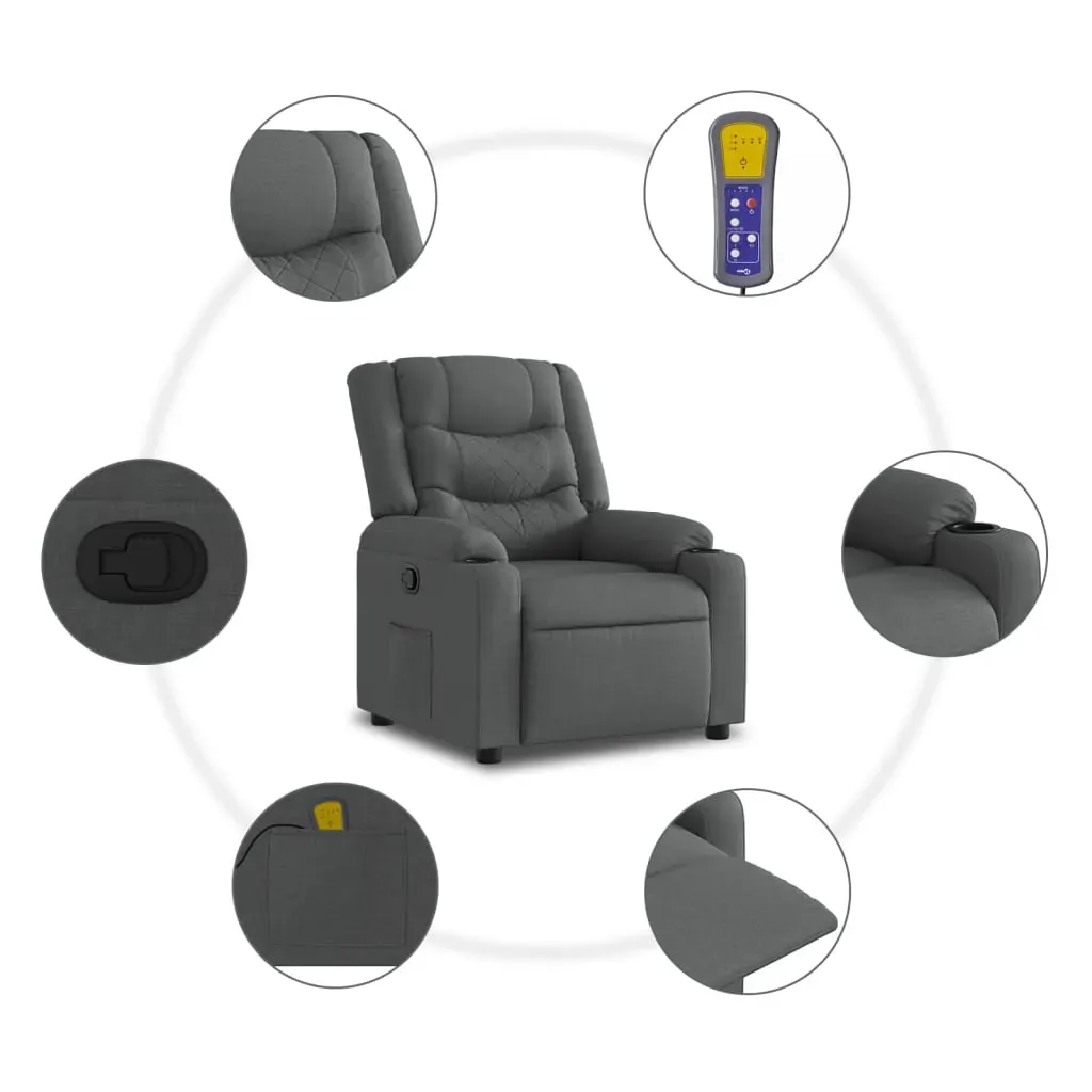 Massage Recliner Chair Dark Grey Fabric Price