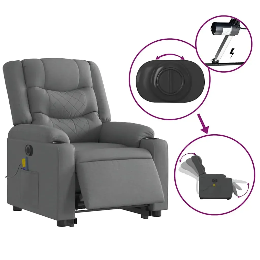 Electric Stand up Massage Recliner Chair Dark Grey Fabric Price