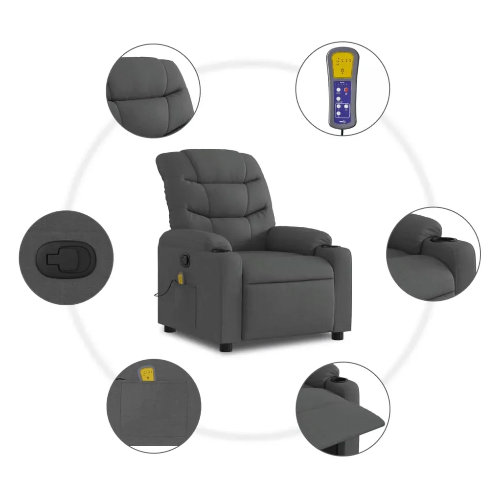Massage Recliner Chair Dark Grey Fabric Price