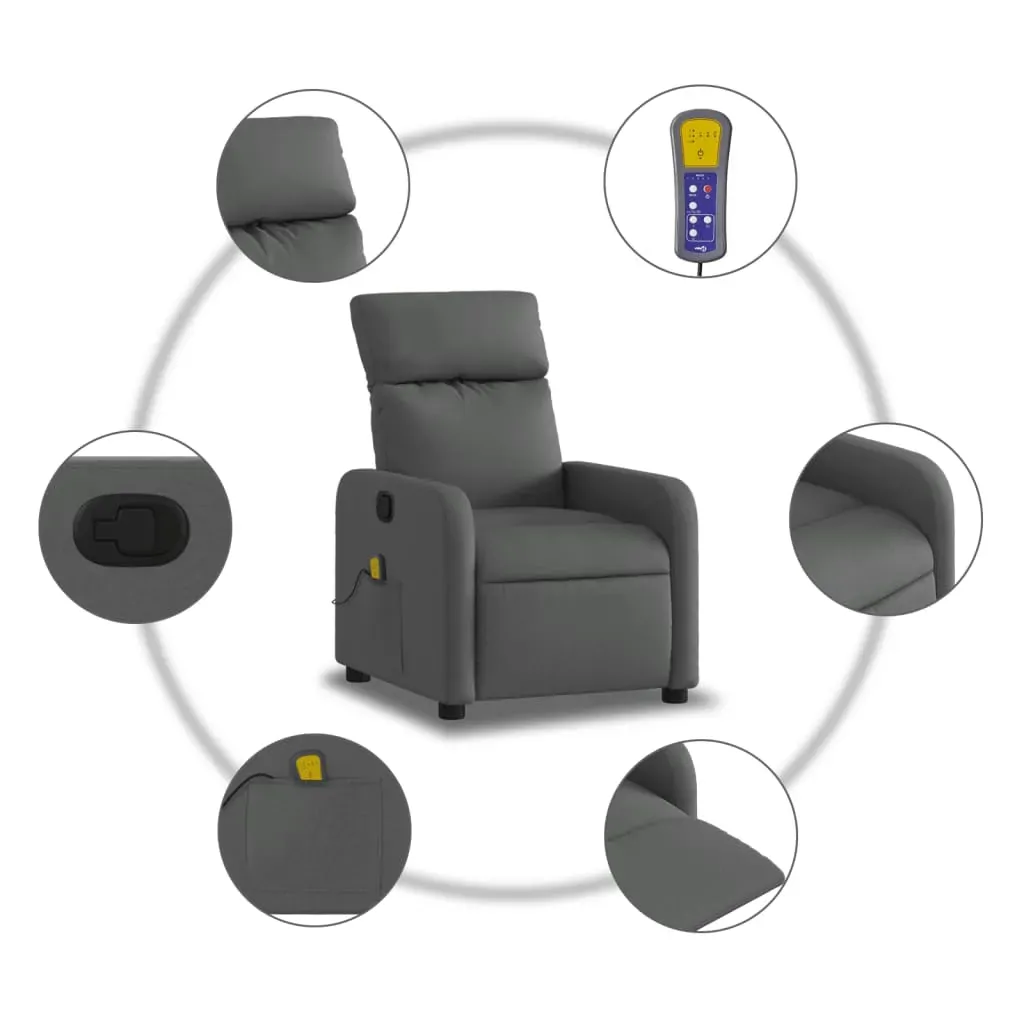 Massage Recliner Chair Dark Grey Fabric Price
