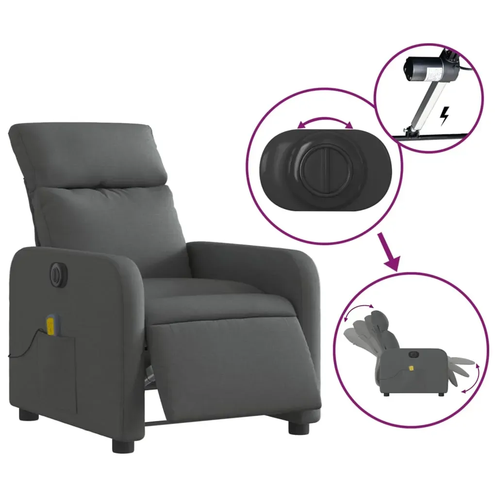 Electric Massage Recliner Chair Dark Grey Fabric Price