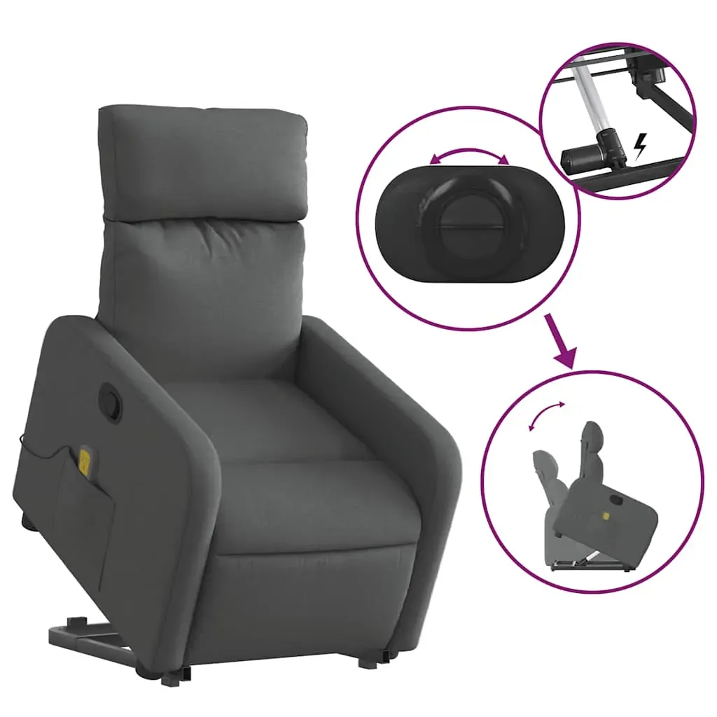 Stand up Massage Recliner Chair Dark Grey Fabric Price