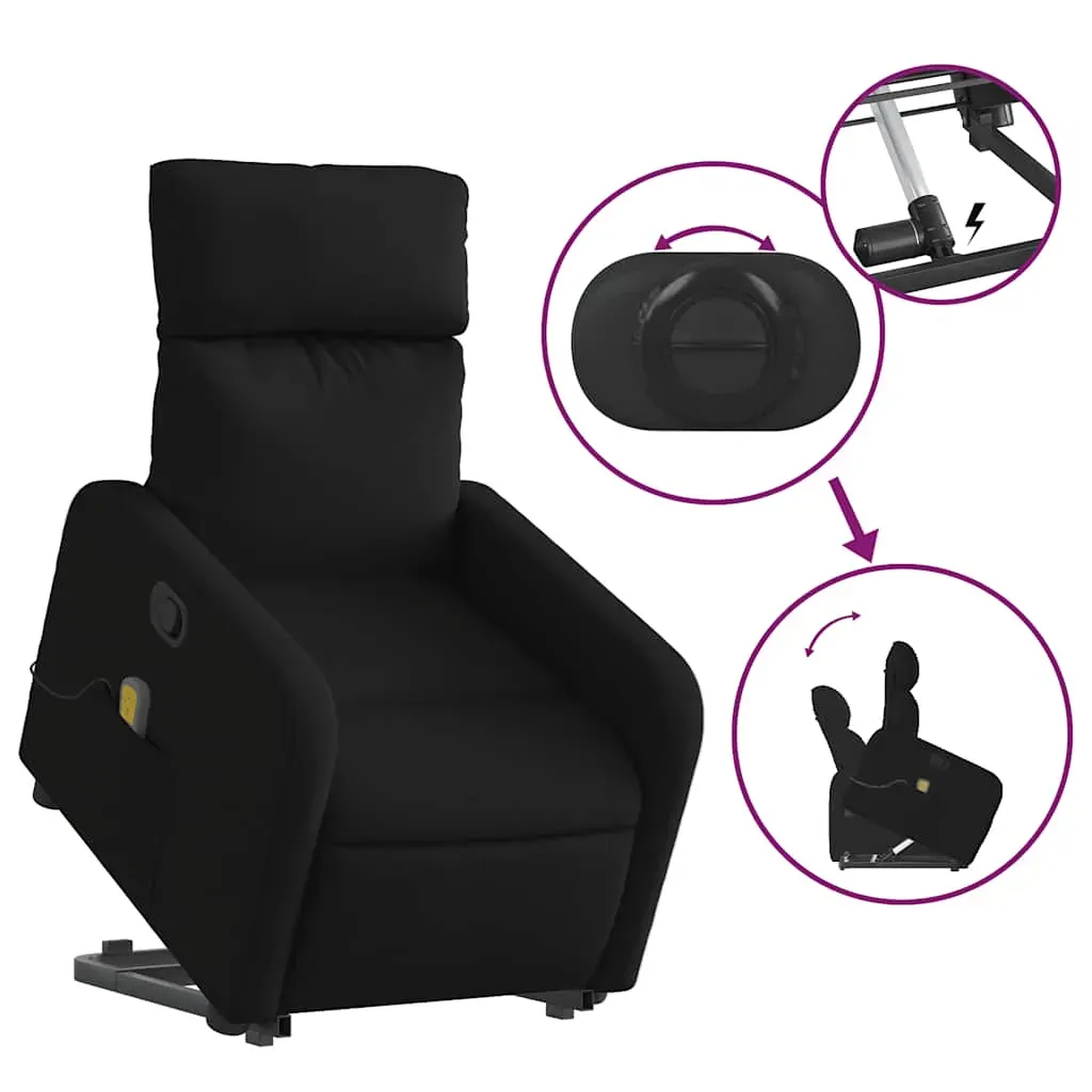 Stand up Massage Recliner Chair Black Fabric Price