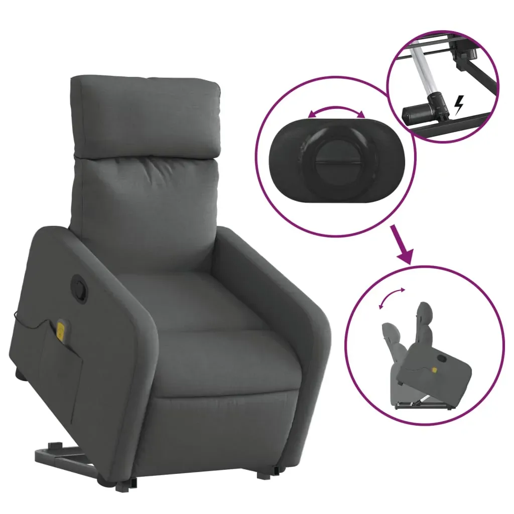 Electric Stand up Massage Recliner Chair Dark Grey Fabric Price