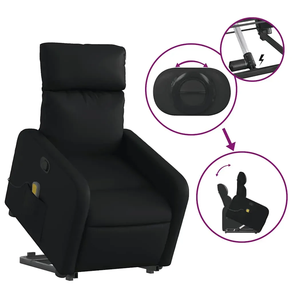 Stand up Massage Recliner Chair Black Faux Leather Price