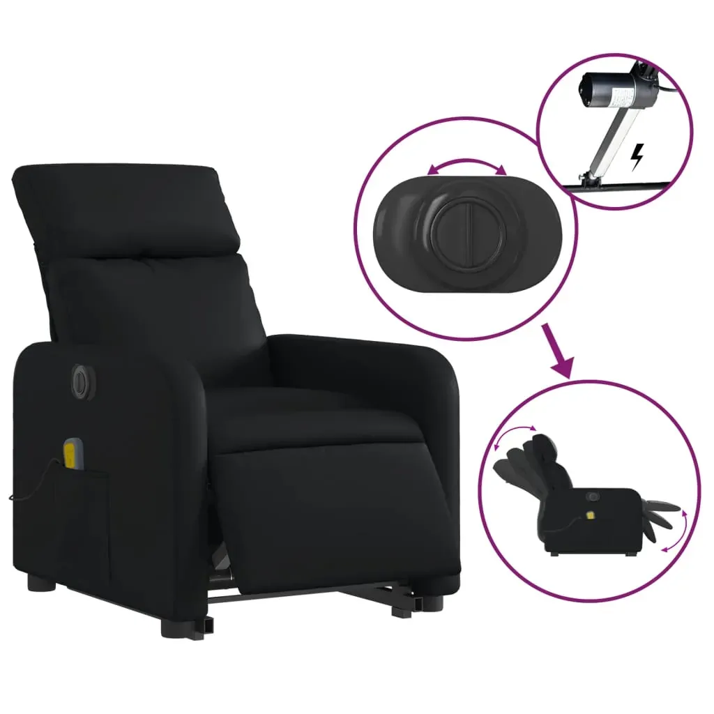 Electric Stand up Massage Recliner Chair Black Faux Leather Price