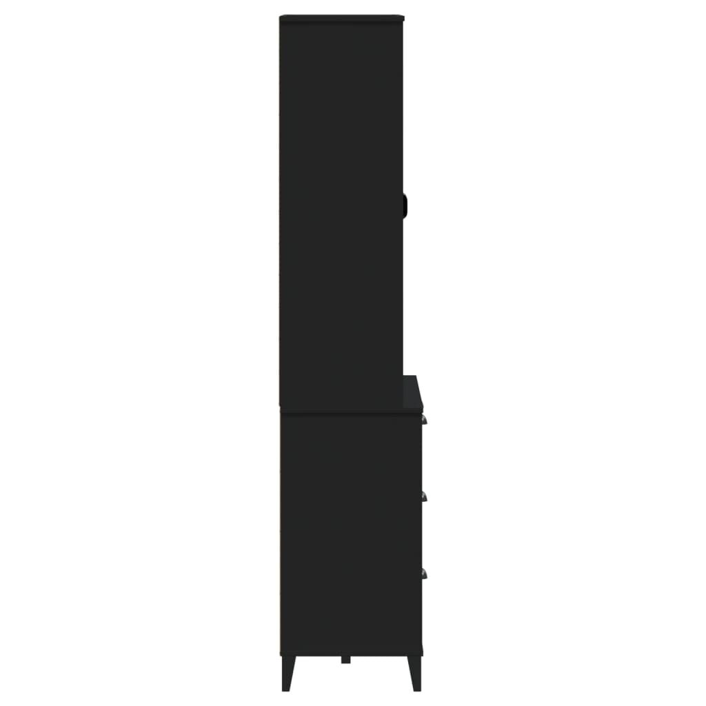 Highboard VIKEN Black 80x40x190 cm Solid Wood Pine Price