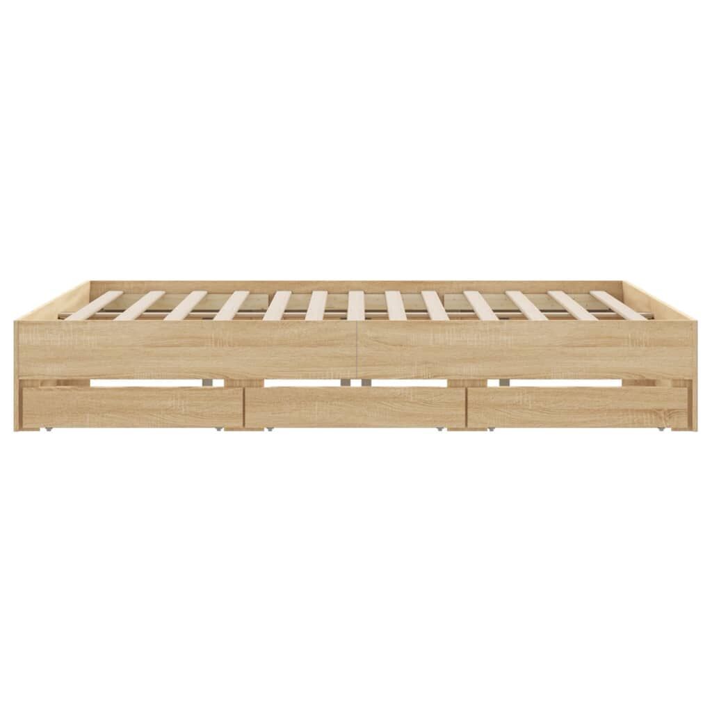 Bed Frame with Drawers without Mattress Sonoma Oak 183x203 cm King Price