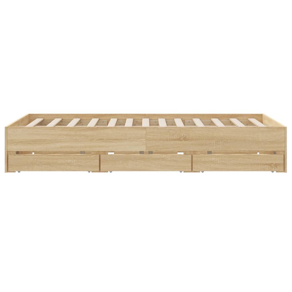 Bed Frame with Drawers without Mattress Sonoma Oak 150x200 cm Price