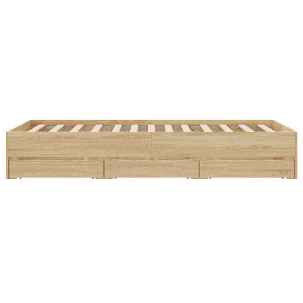 Bed Frame with Drawers without Mattress Sonoma Oak 135x190 cm Price