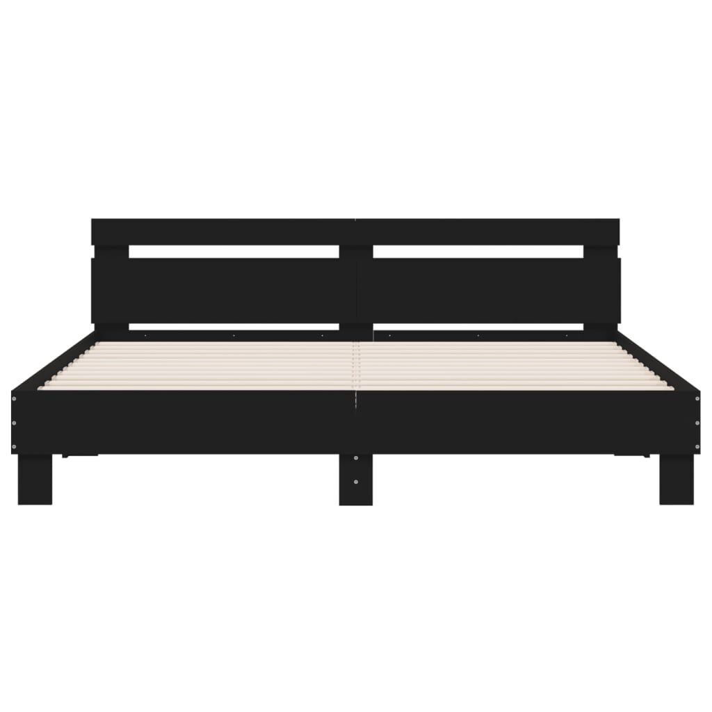 Bed Frame with LED without Mattress Black 183x203 cm King Price