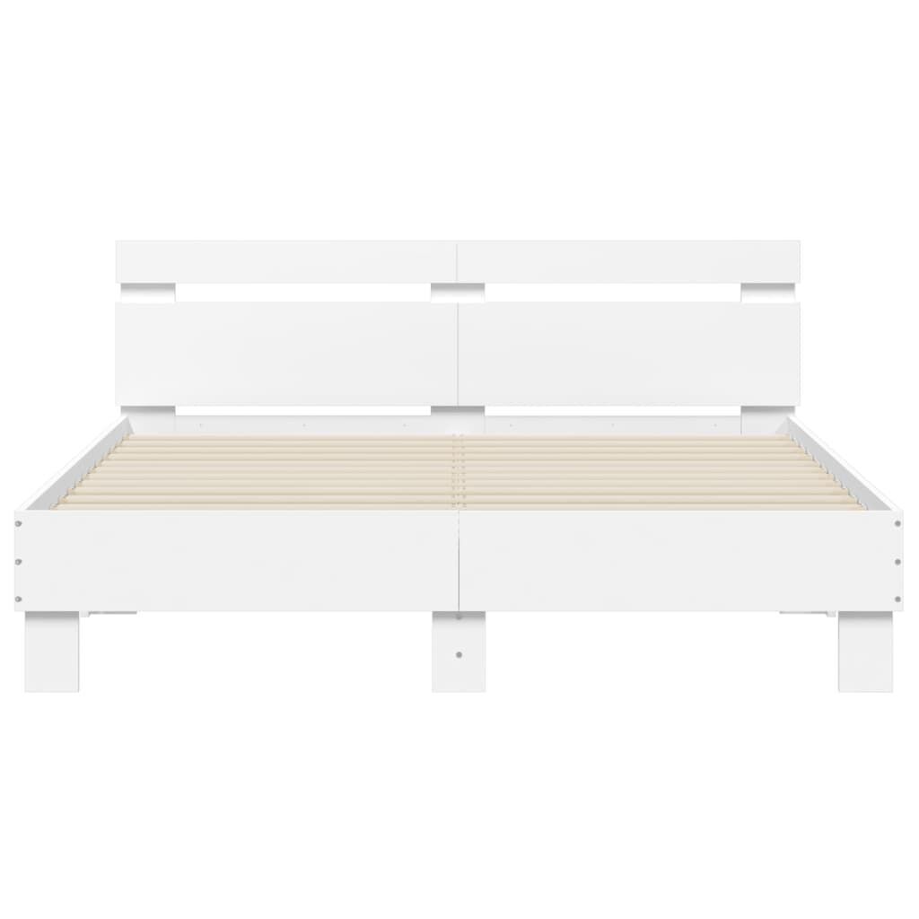 Bed Frame with LED without Mattress White 150x200 cm Price