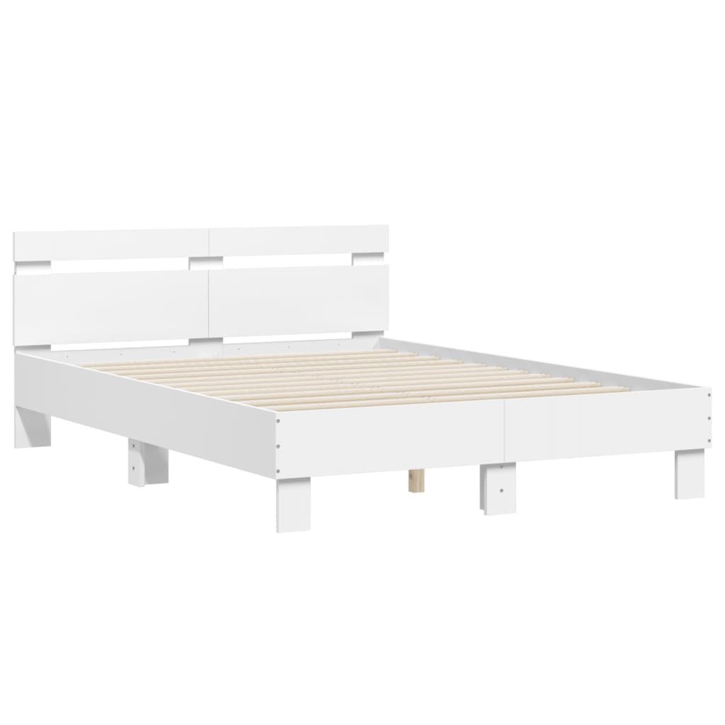 Bed Frame with LED without Mattress White 135x190 cm Price