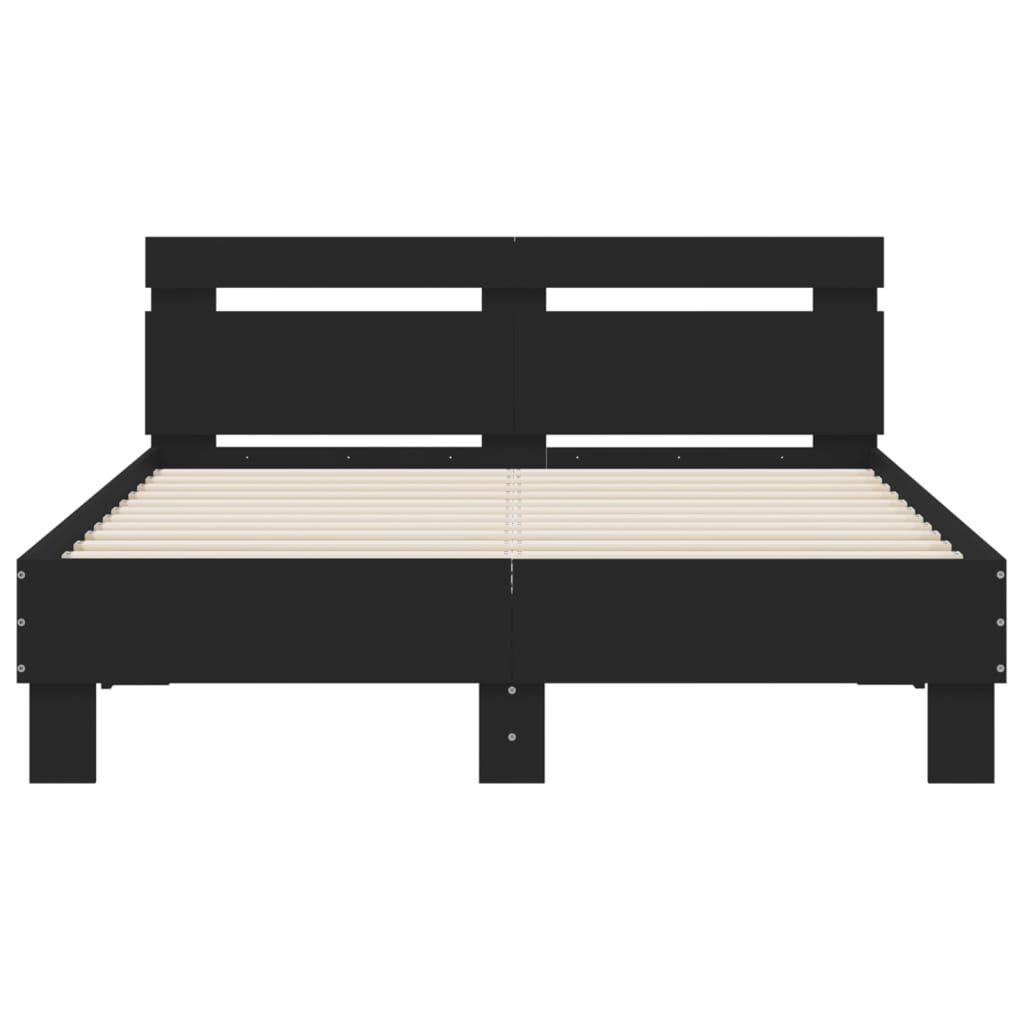Bed Frame with LED without Mattress Black 135x190 cm Price