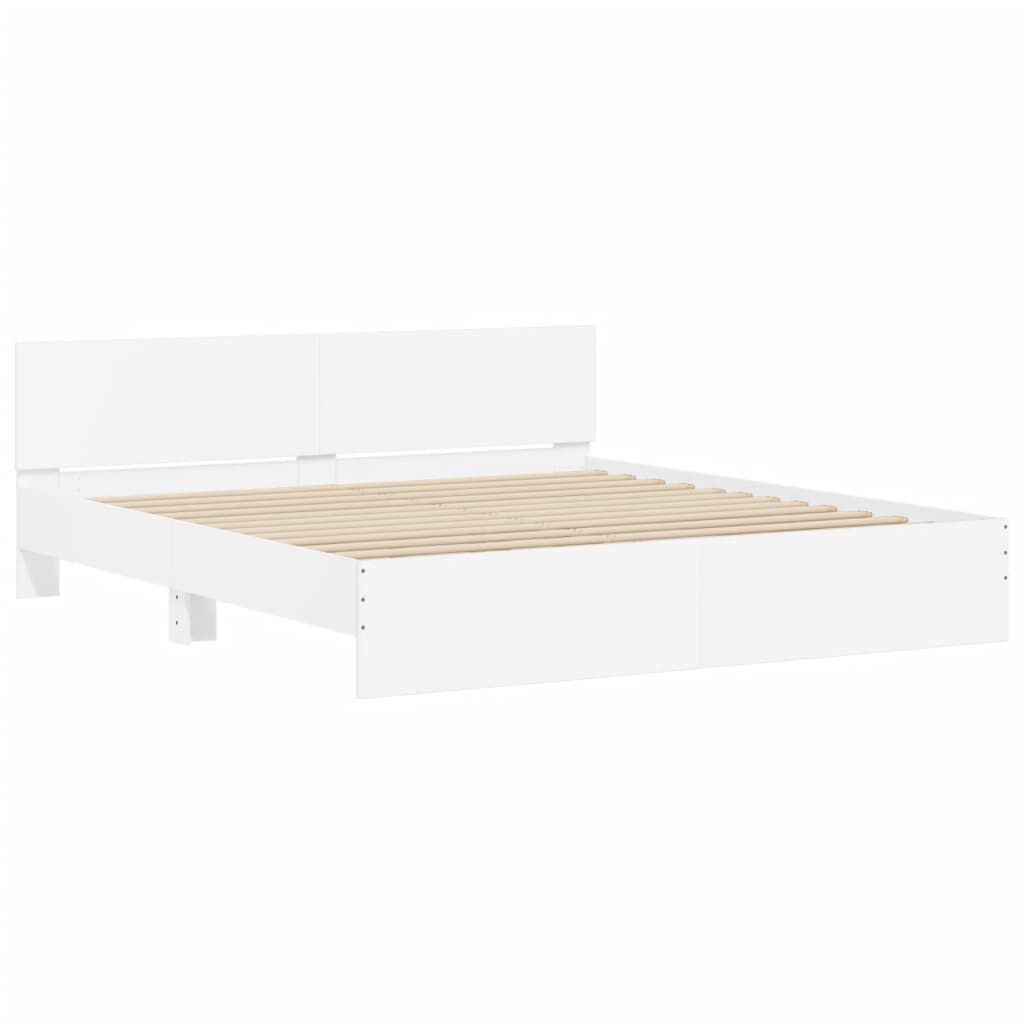 Bed Frame with LED without Mattress White 183x203 cm King Price