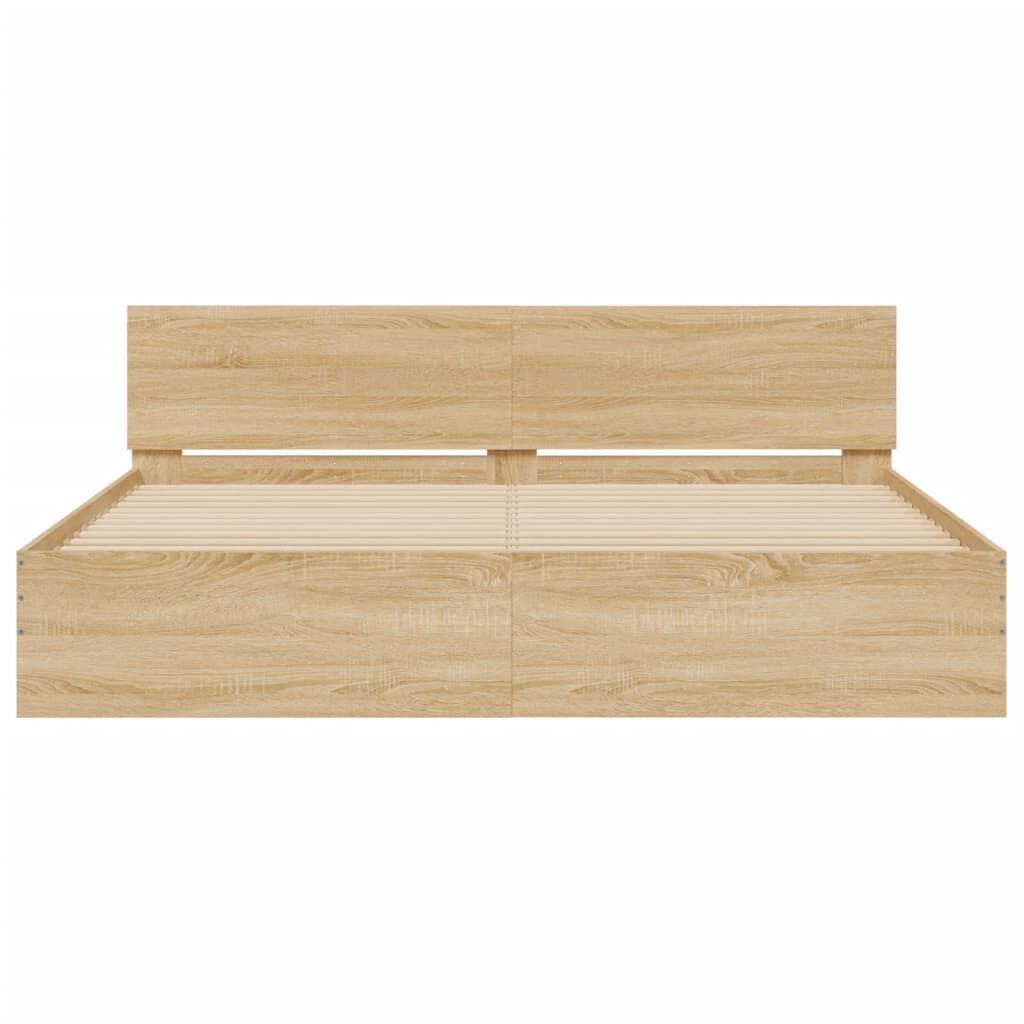 Bed Frame with LED without Mattress Sonoma Oak 183x203 cm King Price