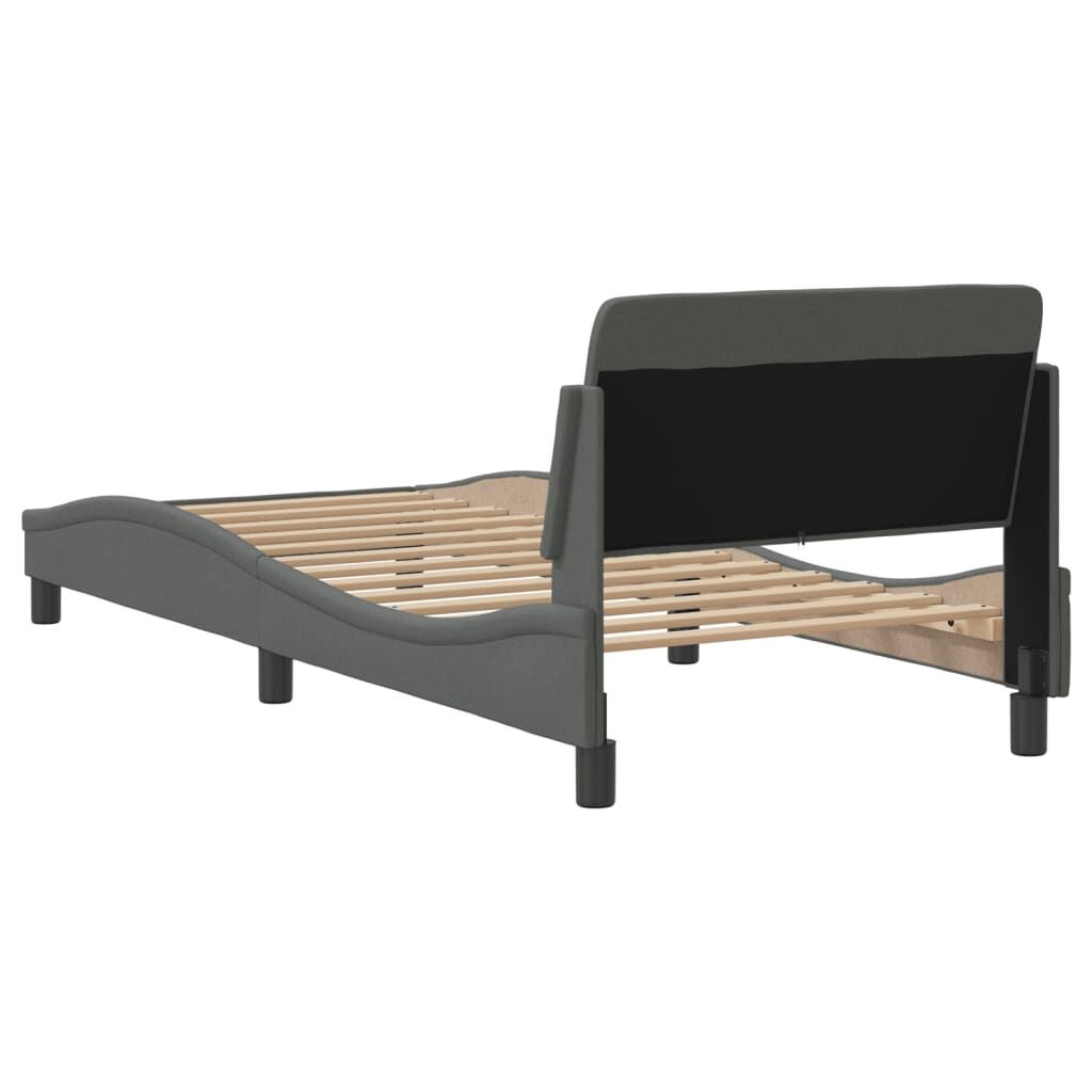 Bed Frame without Mattress Dark Grey 90x190 cm Fabric Price