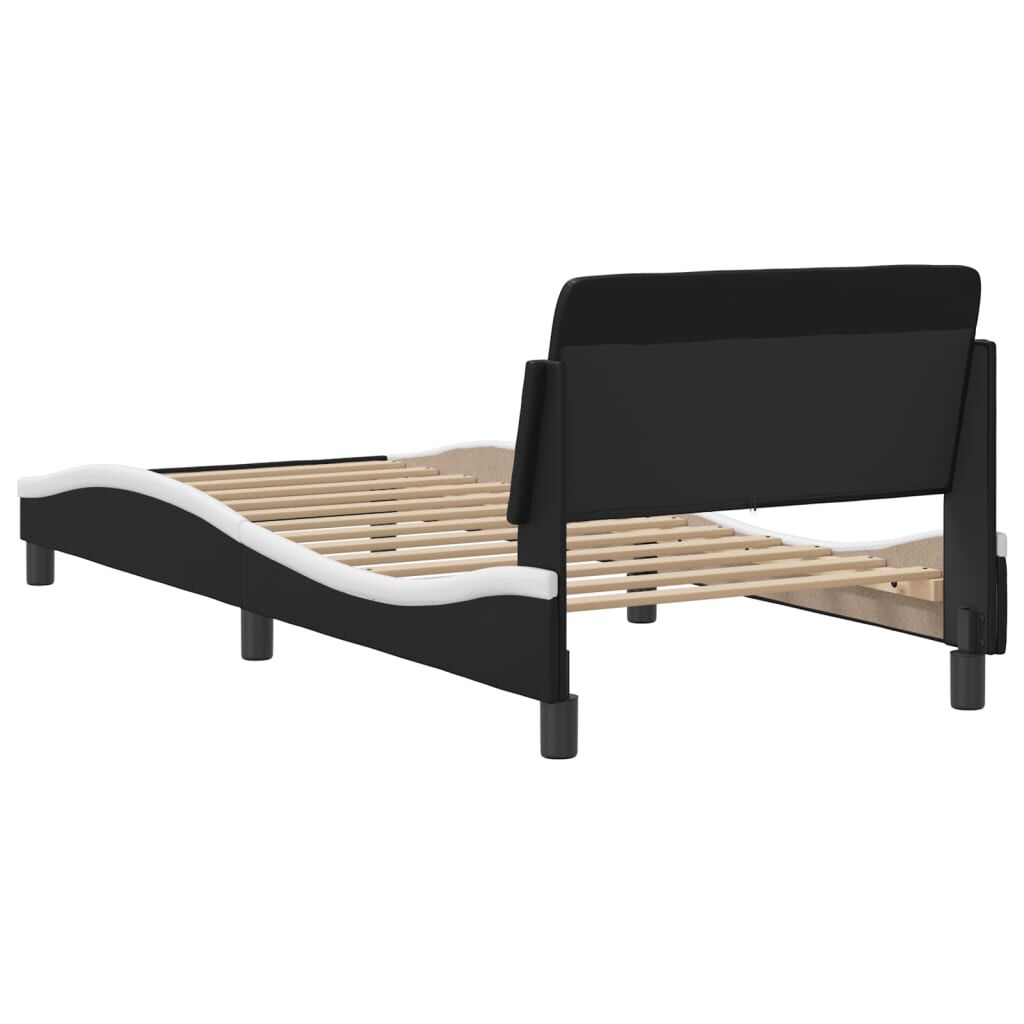 Bed Frame without Mattress Black and White 90x190 cm Faux Leather Price