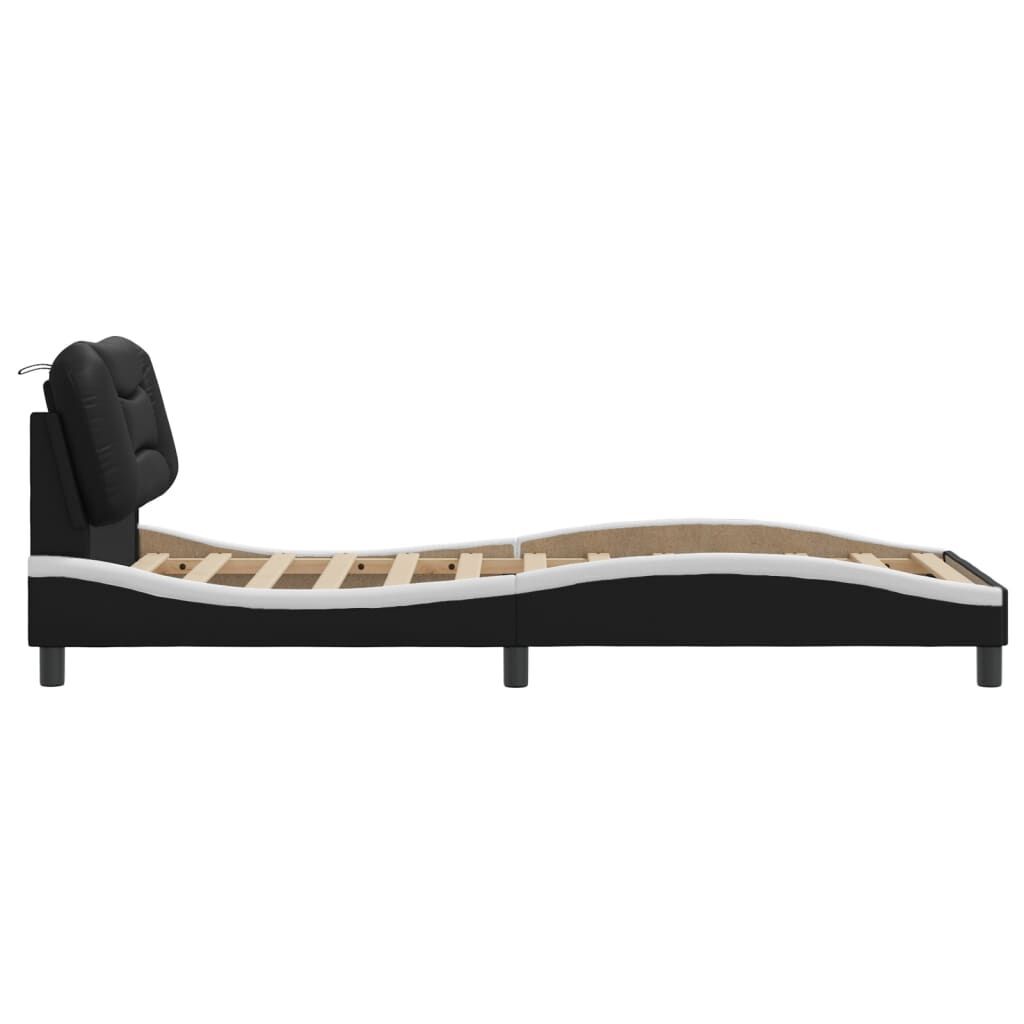 Bed Frame without Mattress Black and White 90x190 cm Faux Leather Price