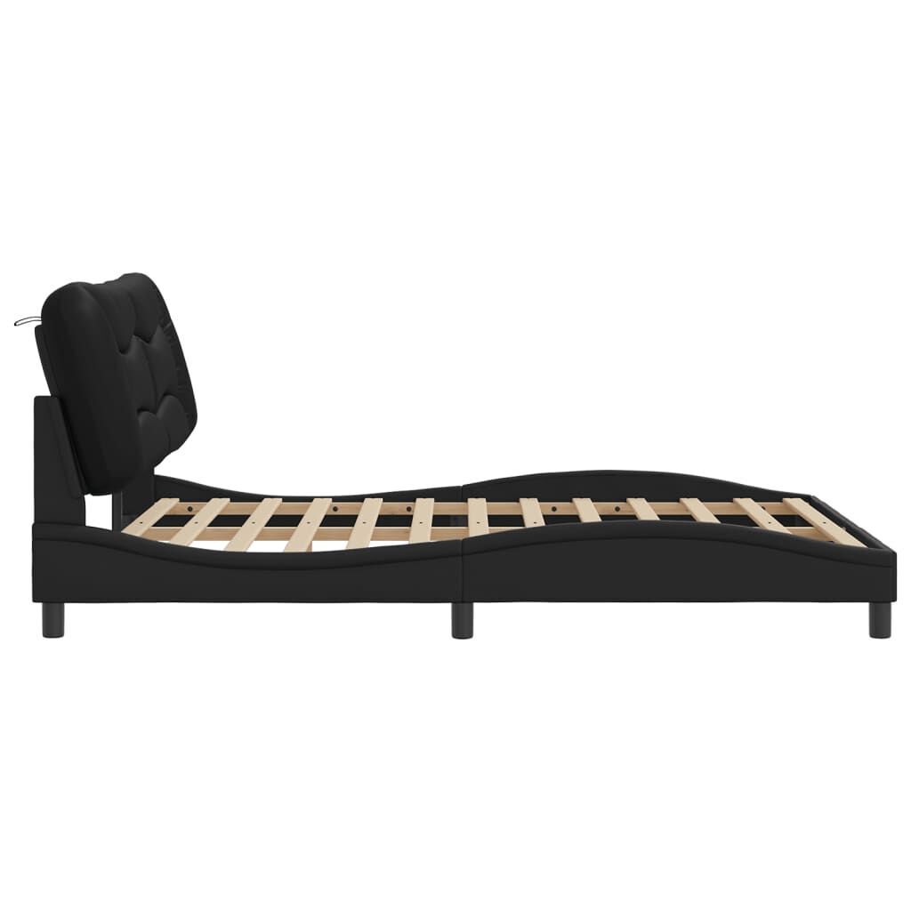 Bed Frame without Mattress Black 152x203 cm Queen Faux Leather Price