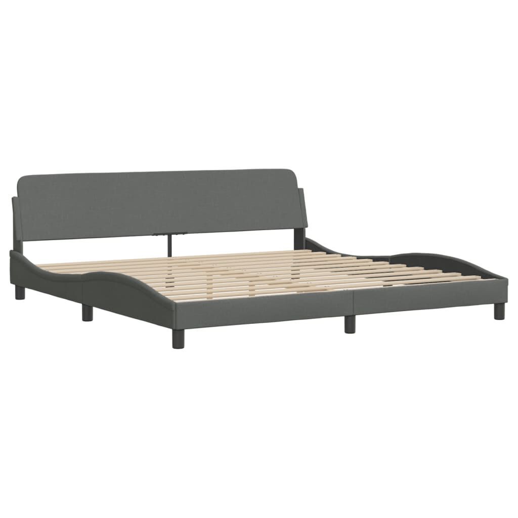 Bed Frame without Mattress Dark Grey 183x203 cm King Fabric Price
