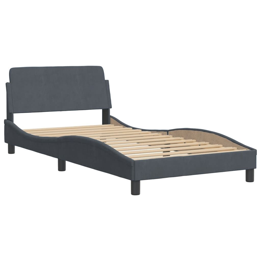 Bed Frame without Mattress Dark Grey 107x203 cm King Single Velvet Price