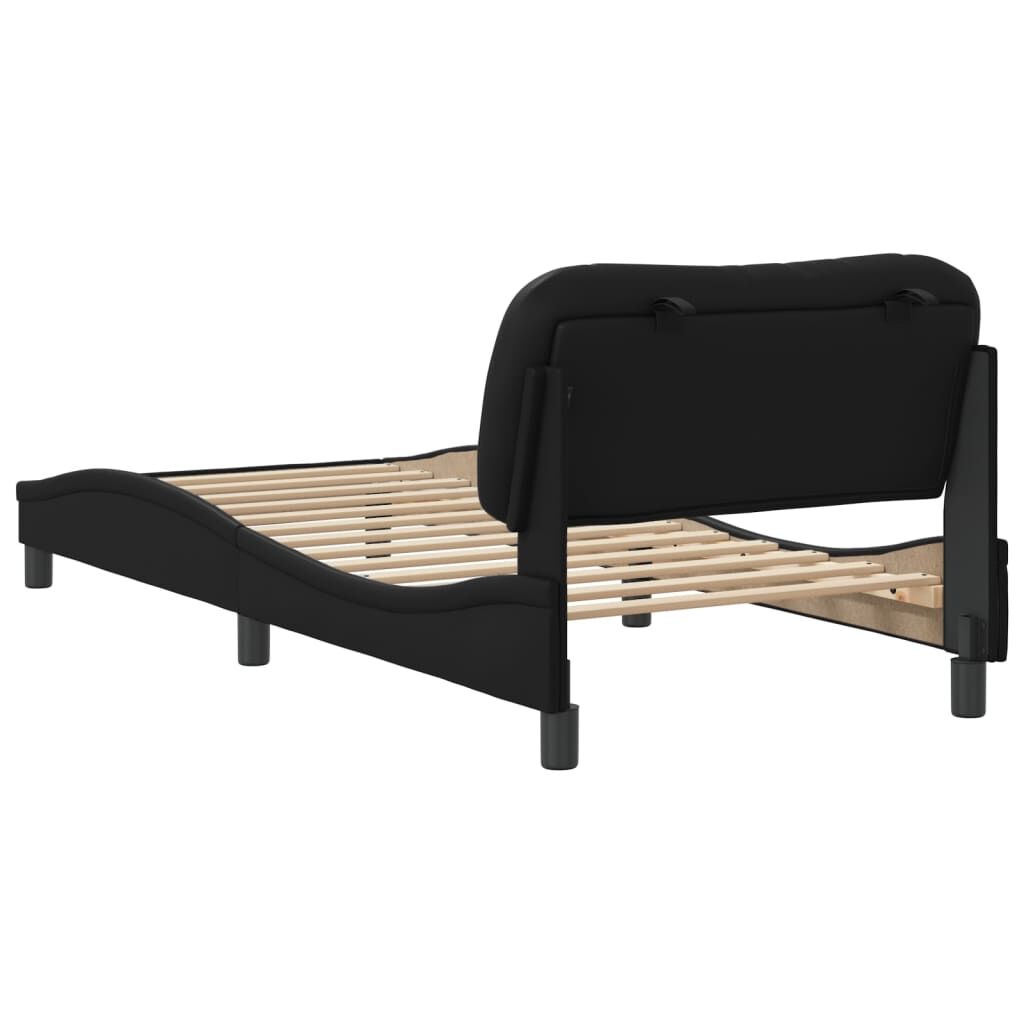 Bed Frame without Mattress Black 90x190 cm Faux Leather Price